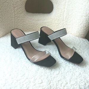 Chinese Laundry Rhinestone/Clear Strap Dressy Sandals Size 10